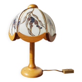 Lampe de table vintage verre et bois