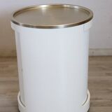 Space Age White Bar Cart On Wheels With Sliding Door, 1960s