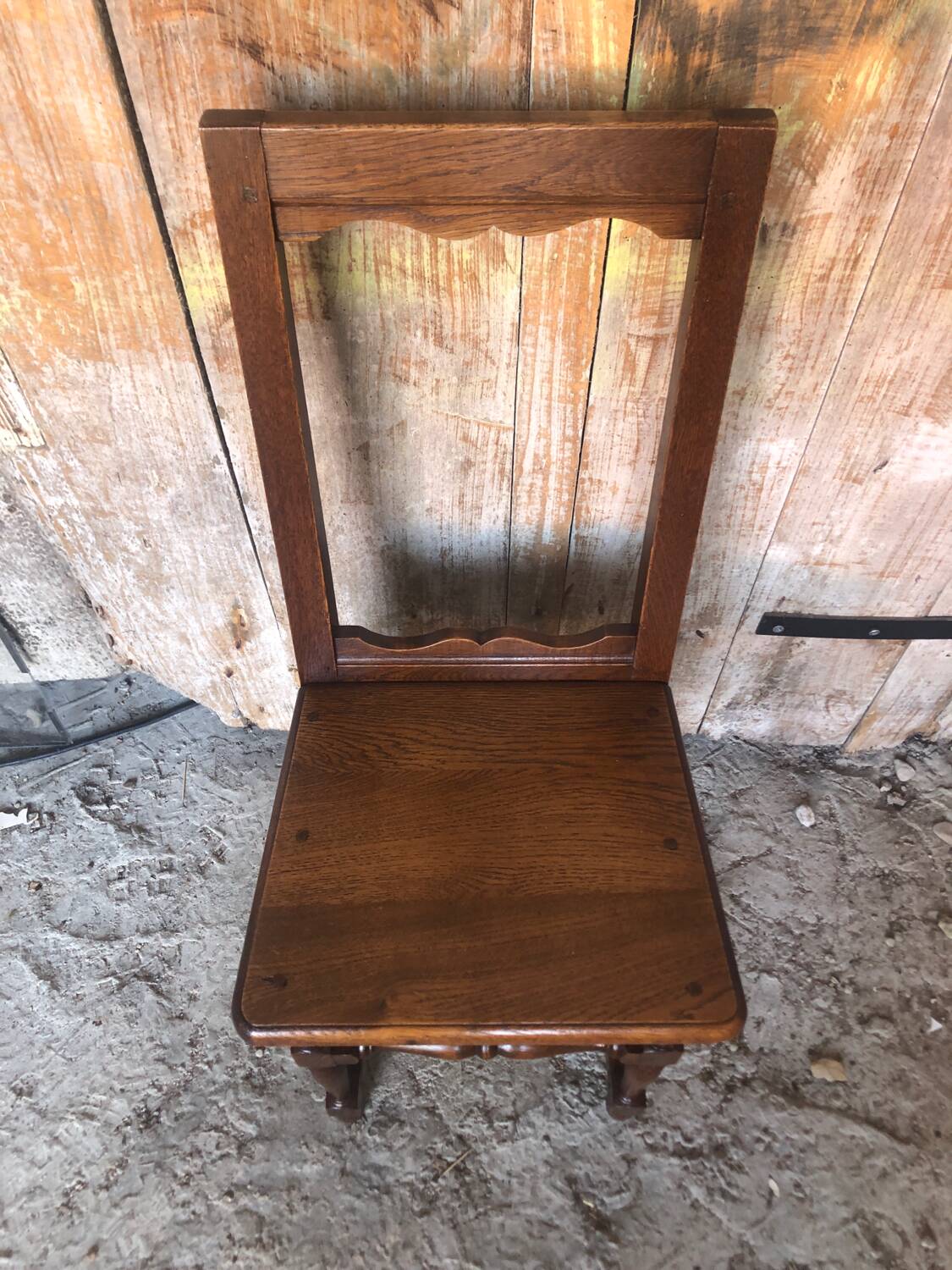 Old vintage raw wood lorraine chair