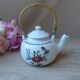 Small Paris porcelain teapot poppy decor Aluminite Frugier Limoges