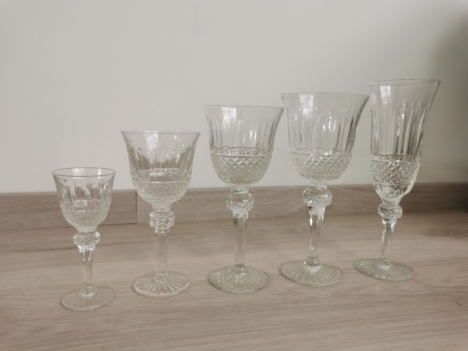 Antique foot glasses cut St Louis style 30 pieces