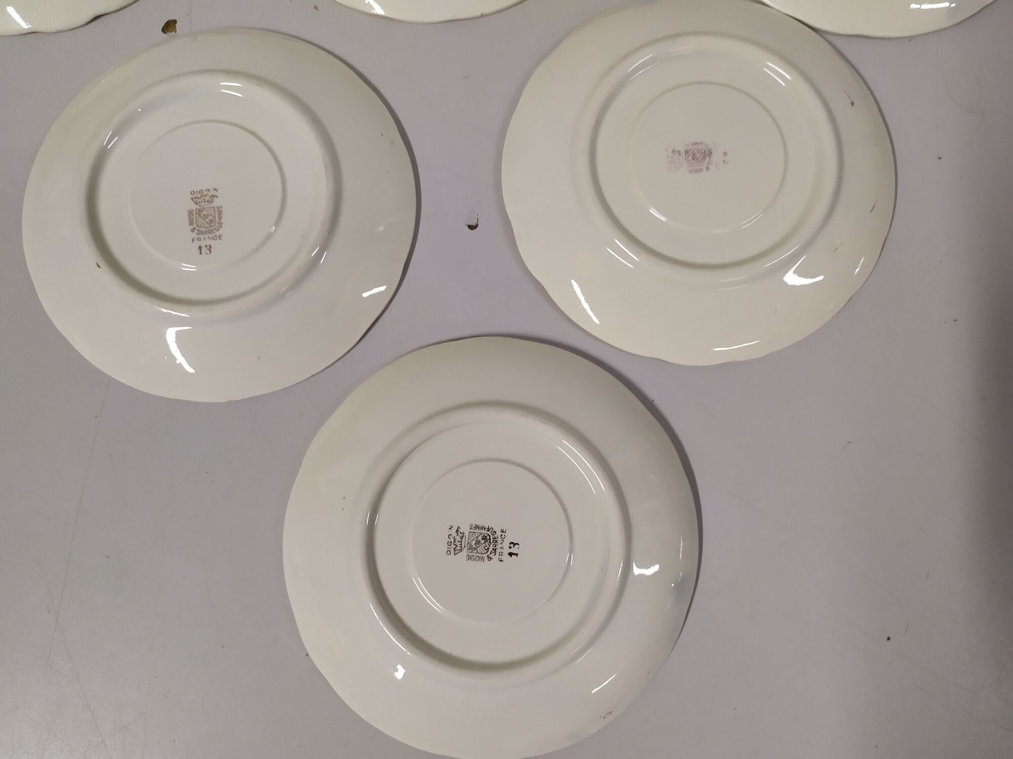 Lot de 6 sous tasse Sarreguemines digoin liseré doré fleurs rose