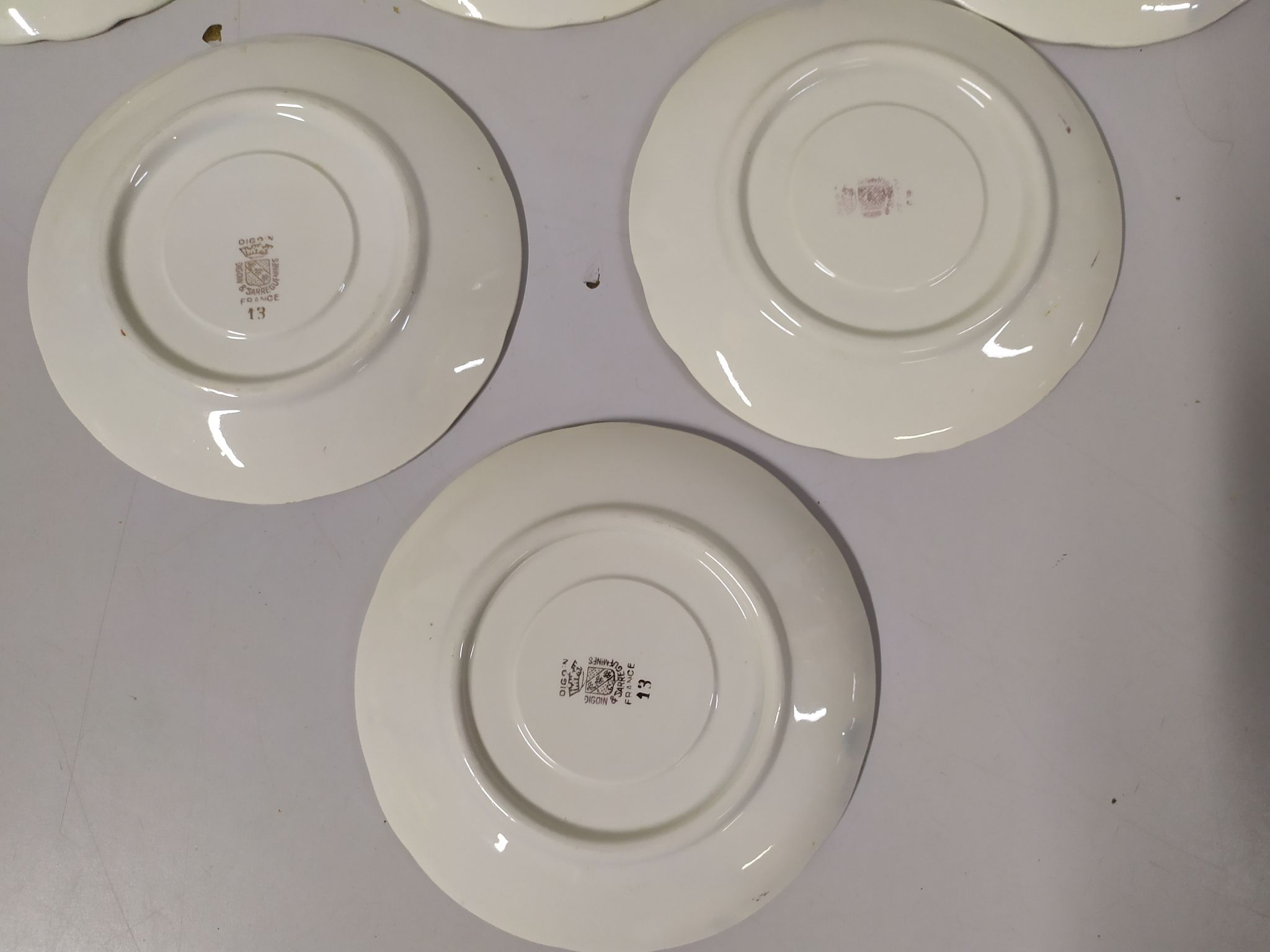Lot of 6 saucers Sarreguemines digoin eded golden pink flowers