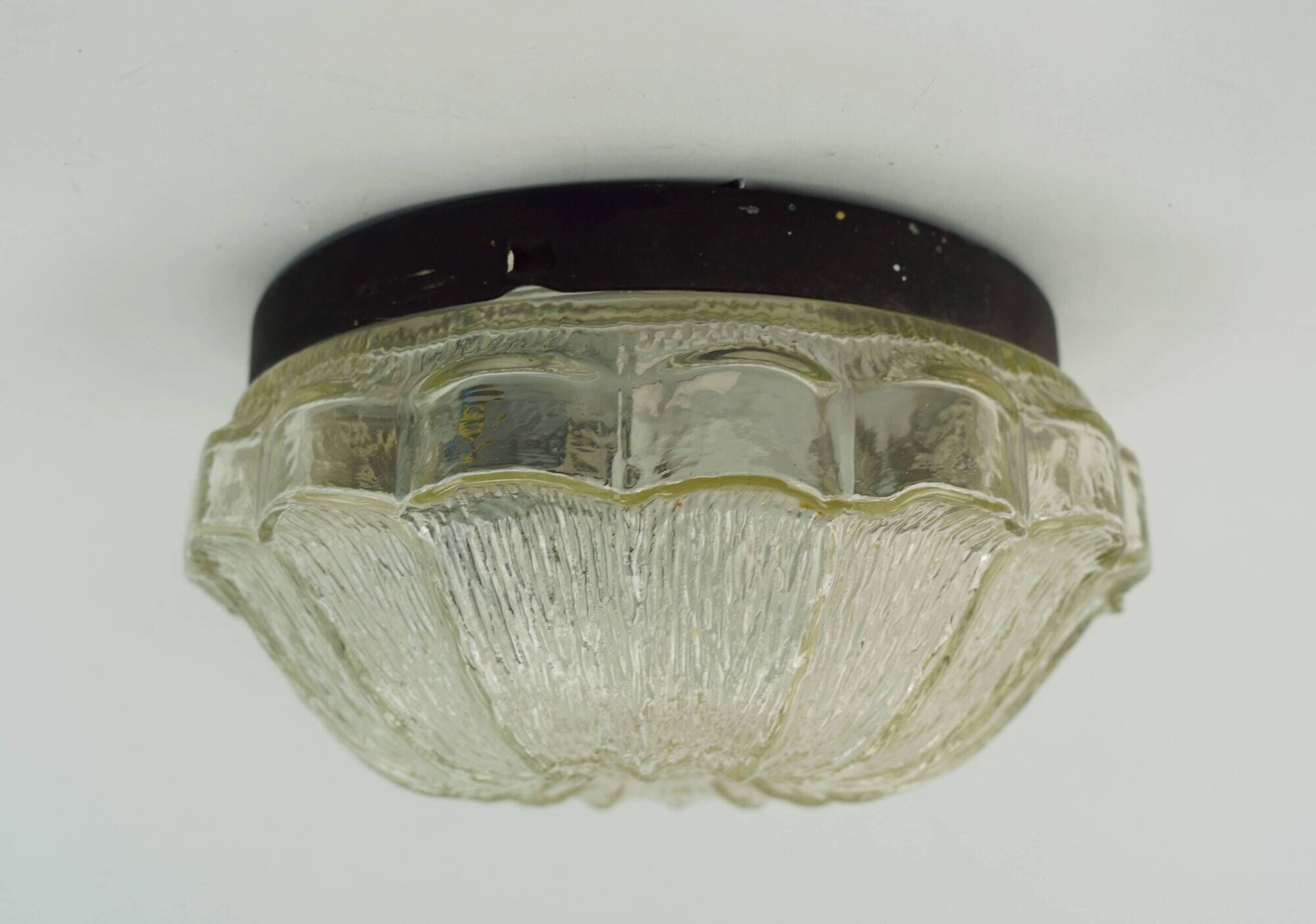 1970s mid century SCONCE or CEILING FIXTURE petal-shaped glass