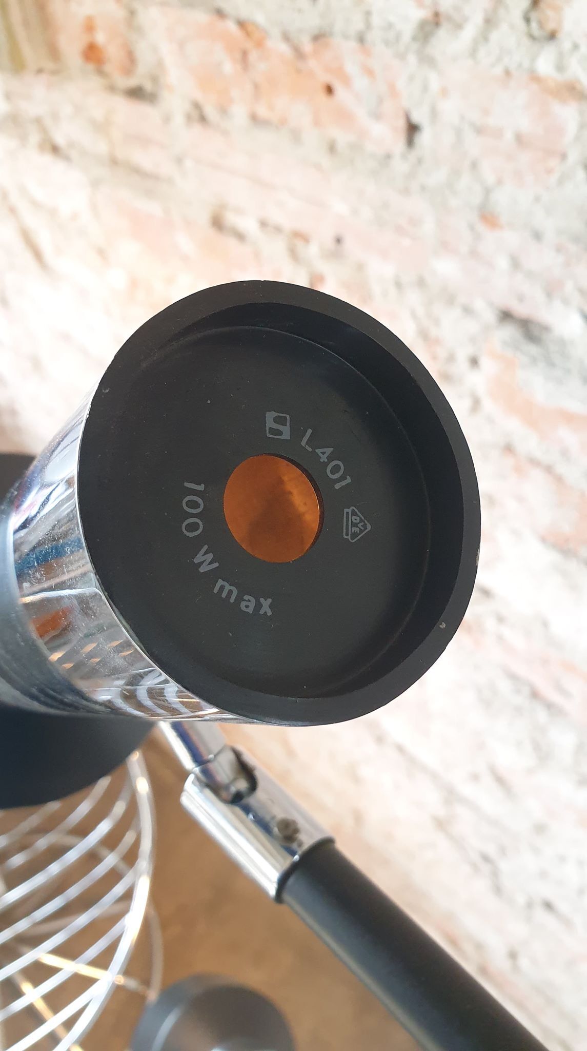 Vintage floor lamp silver-black, 1970