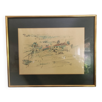 Watercolor on paper signed David Handler