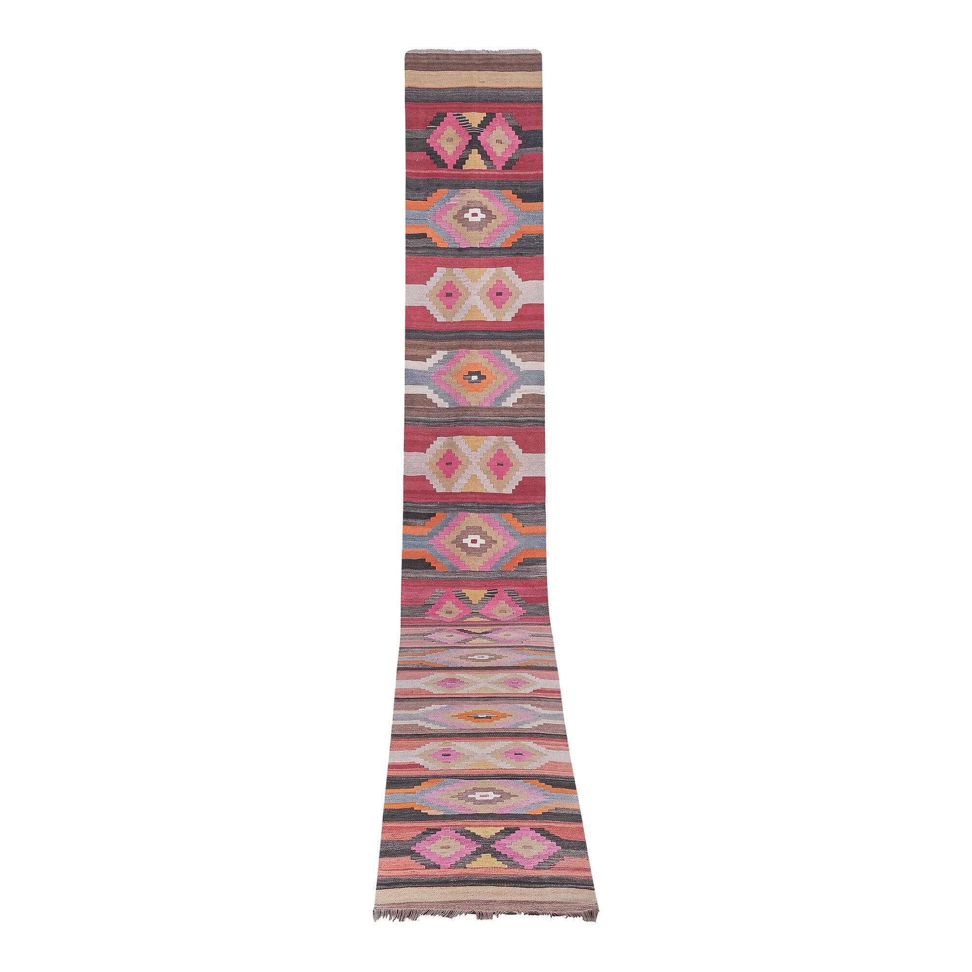 Vintage Turkish hallway rug 78x642 cm