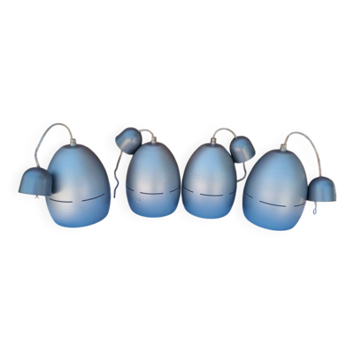 4 suspensions space age métal gris