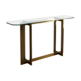Console et miroir en laiton et en verre années 1970