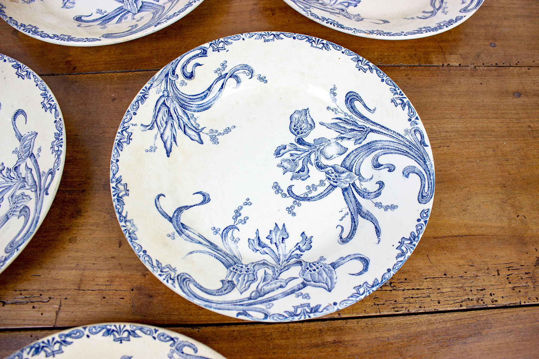 Lot de 8 assiettes plates terre de fer - modèles Iris - Léon Graves - Clairefontaine