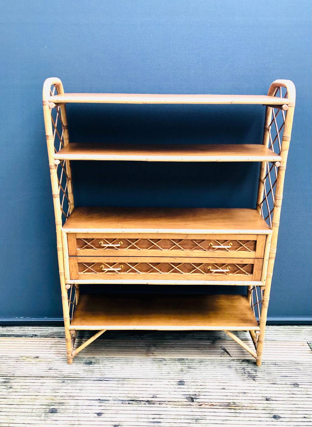 Rattan bookcase shelf
