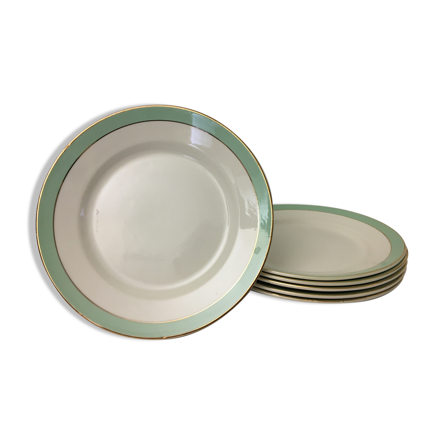 Set of 6 plates plates stamped "faïencerie d'orchies nord" model "condé"