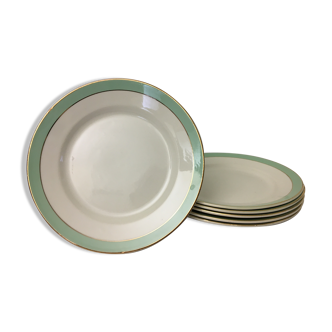 Lot de 6 assiettes plates estampillées “faïencerie d'orchies nord”  modèle «condé»