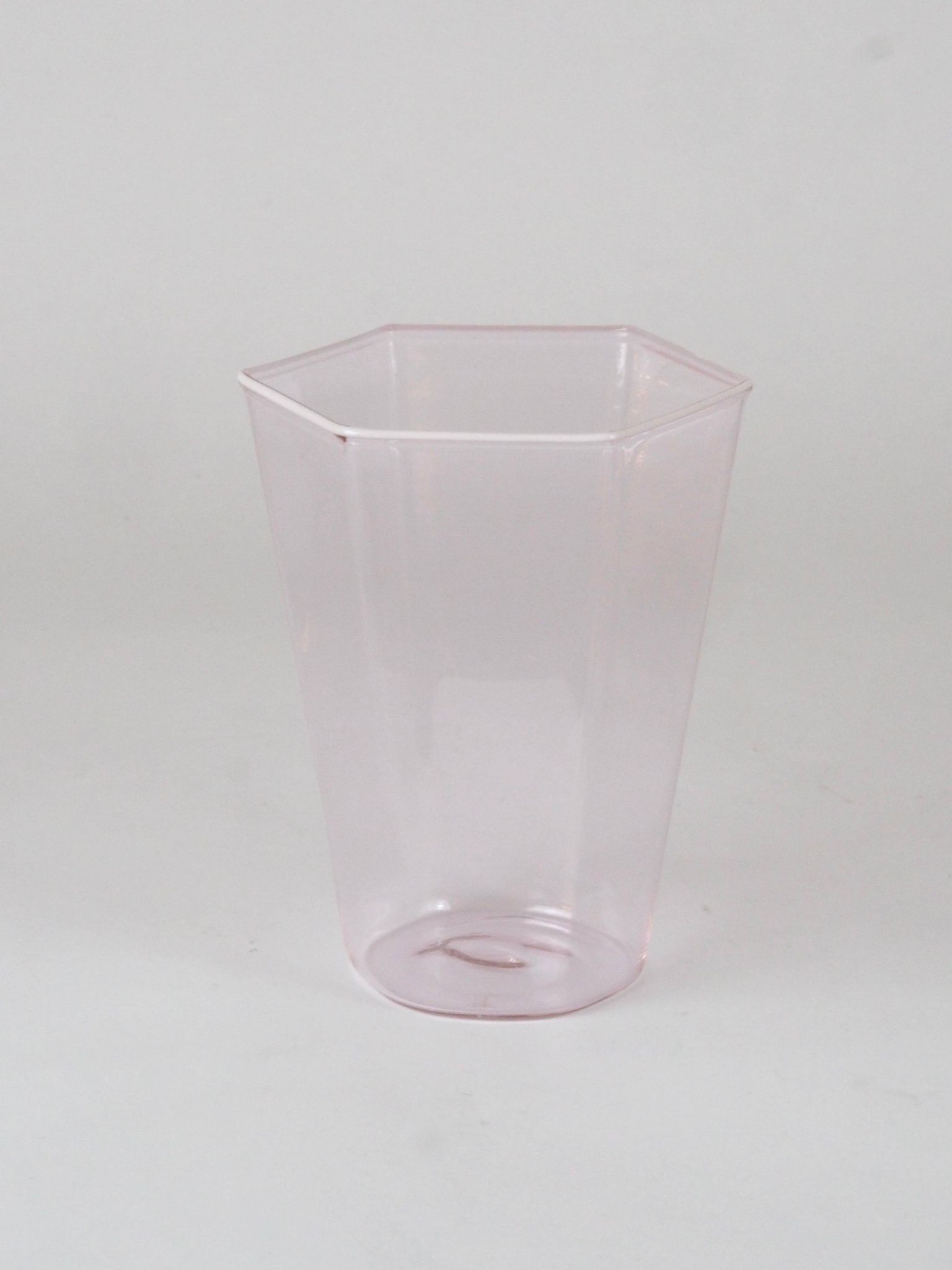 Set of six hexagonal Murano glass glasses handmade by Carlo Scarpa.
