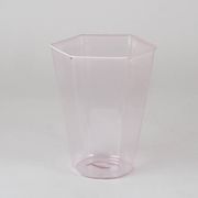 Set of six hexagonal Murano glass glasses handmade by Carlo Scarpa.
