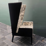 Fauteuil à oreilles toile de Jouy