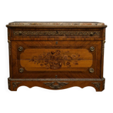 Marquetry commode Napoleon III – Marble top – Gilded bronzes