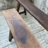 Pair of benches in walnut and solid oak 230 cm