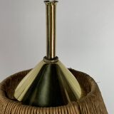 Midcentury extendable brass wall mount with cocoon and sisal shade Lars Schioler, 1960s