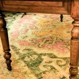 Old French farmhouse table in walnut, turned legs, waxed finish