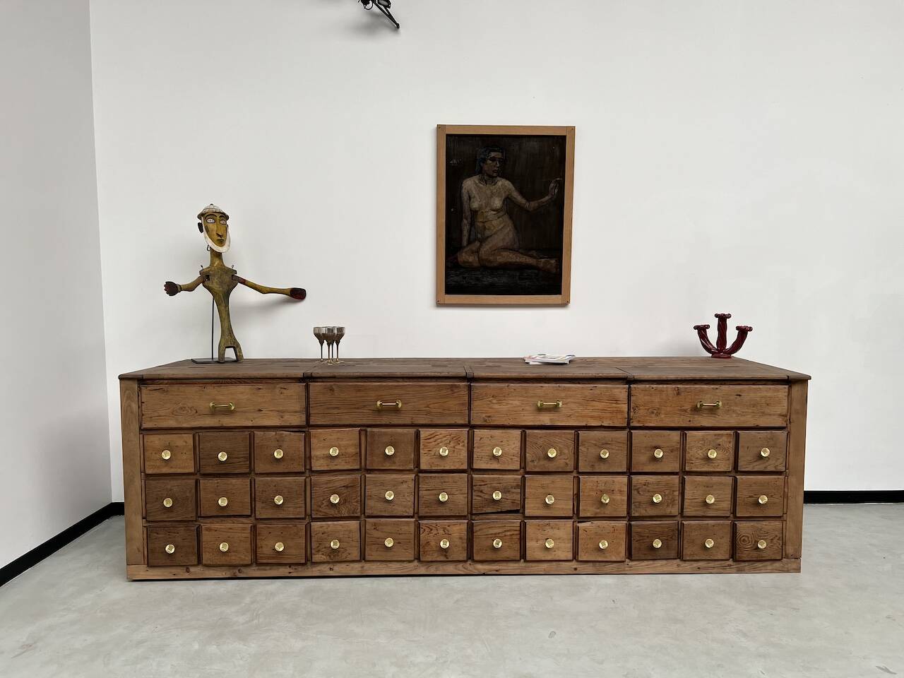 Old trade furniture with oak drawers XL format