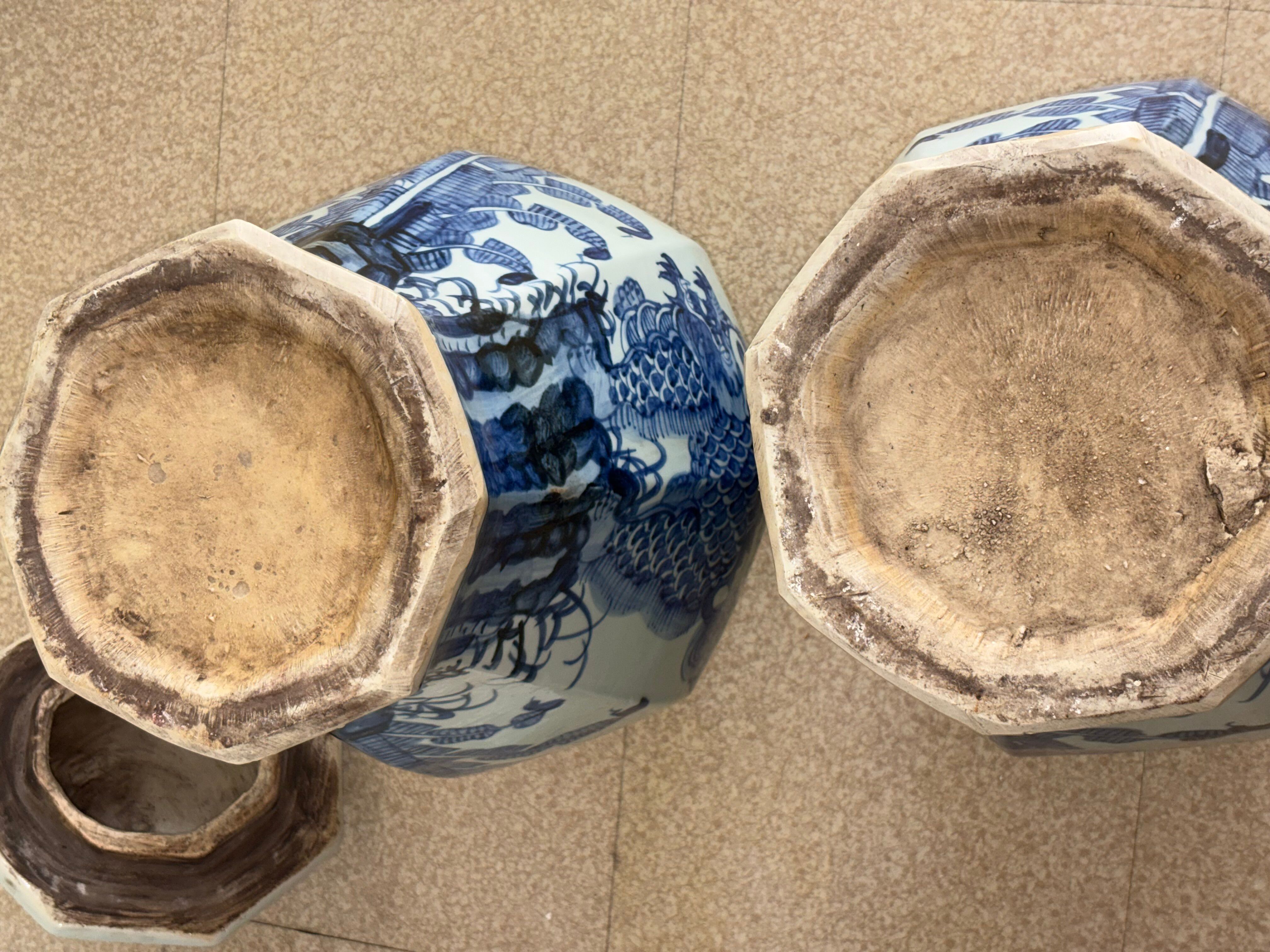 China - pair of covered porcelain vases with decoration