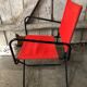 Old Folding Armchair Tube Metal Black + Red Fabric 70s Vintage