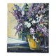 Violet bouquet at the window, oil on canvas signed Lilas Paumier.