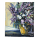 Violet bouquet at the window, oil on canvas signed Lilas Paumier.