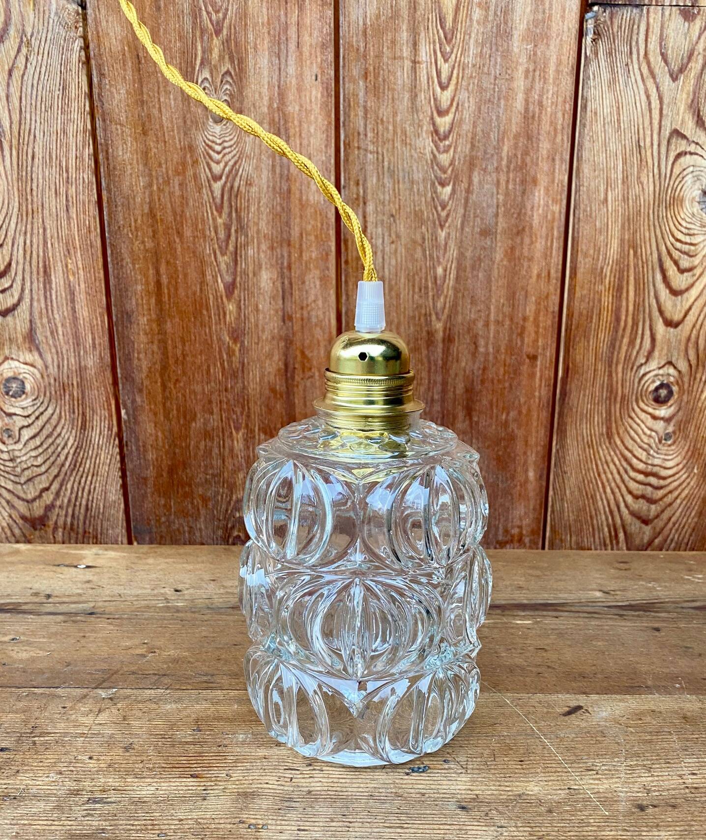 Vintage structured glass pendant globe.