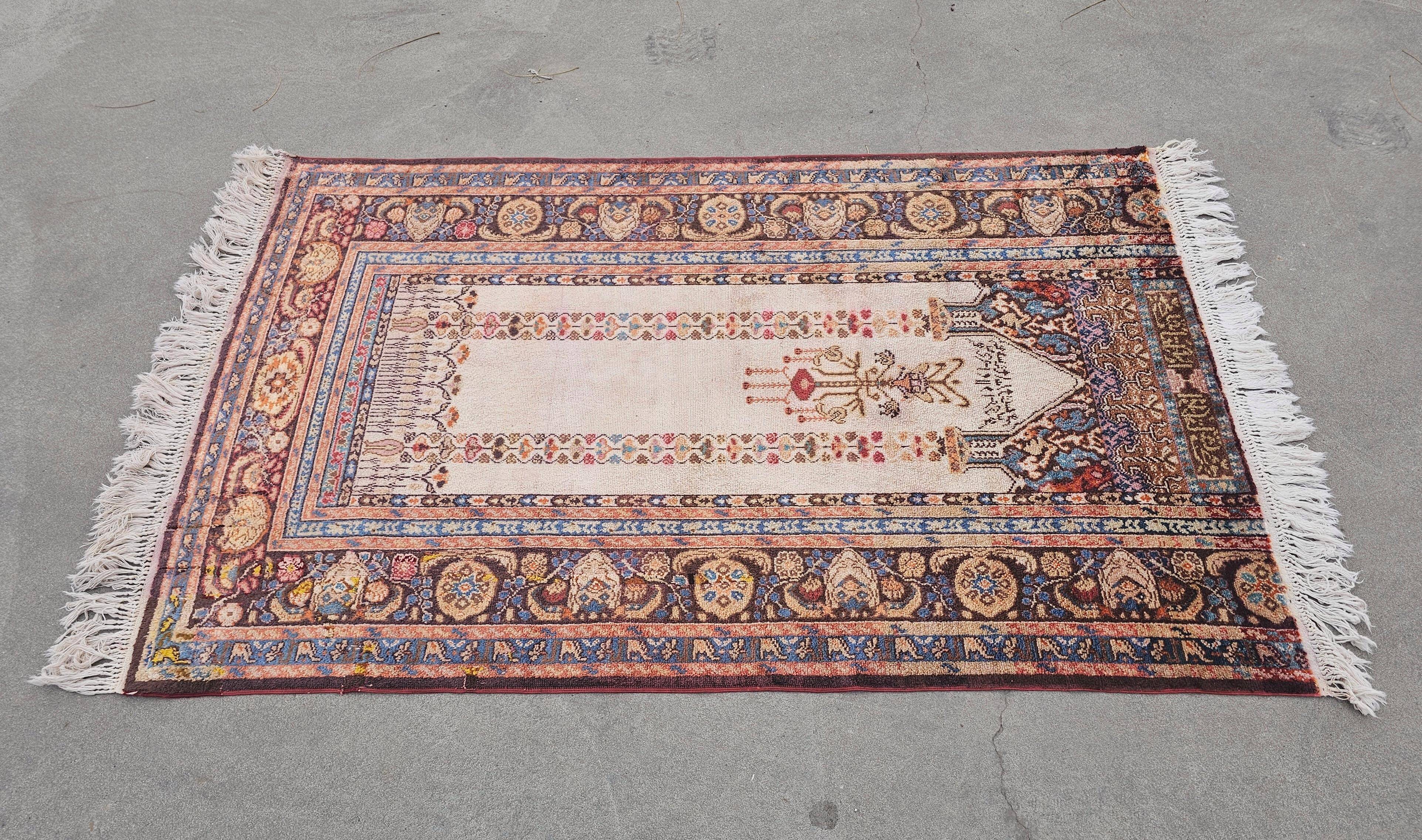 Antique silk prayer rug, Anatolia, 1930s