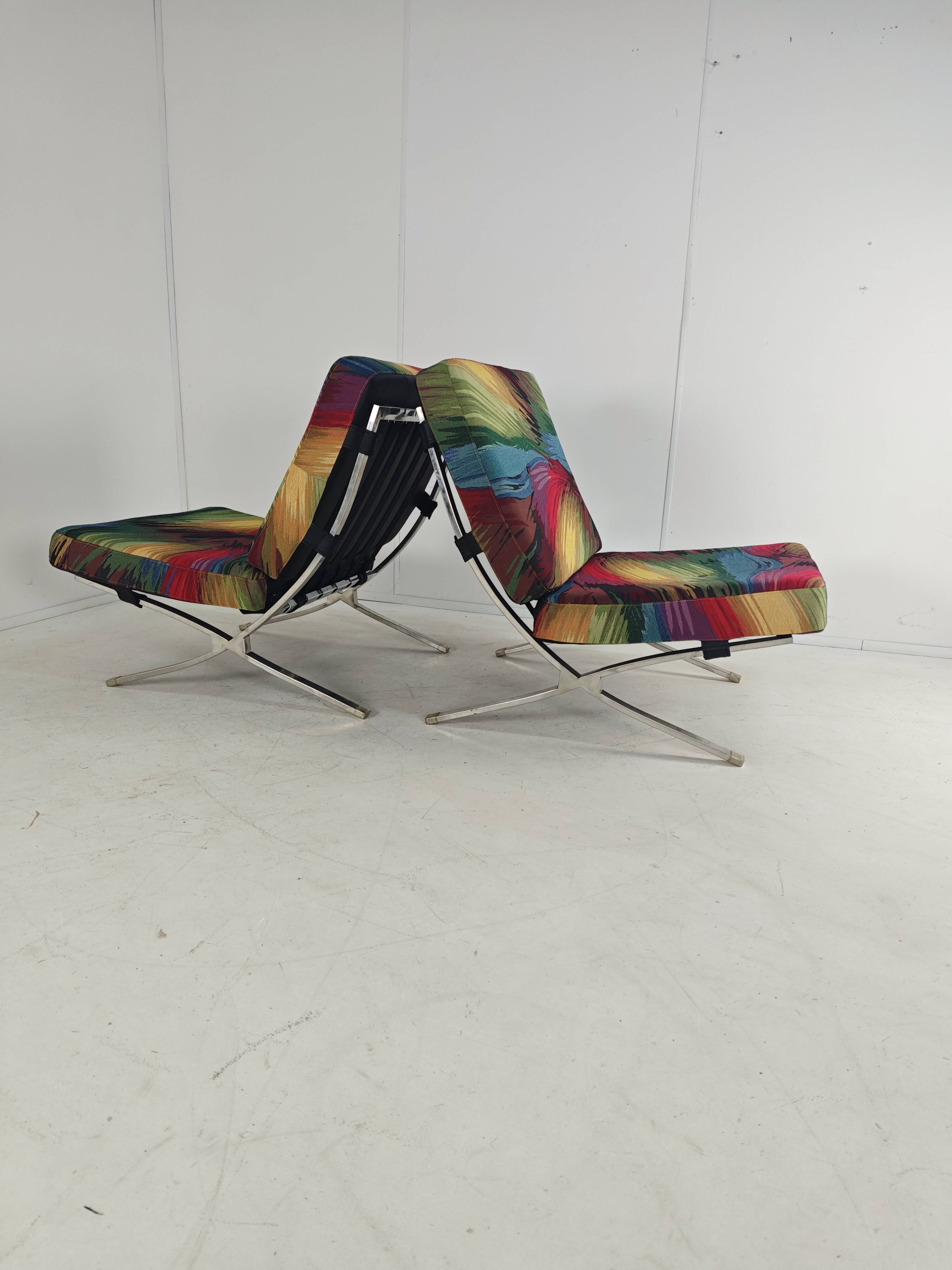 Unique Colourful Armchair Inspired by Barcelona Chair - set of 2
