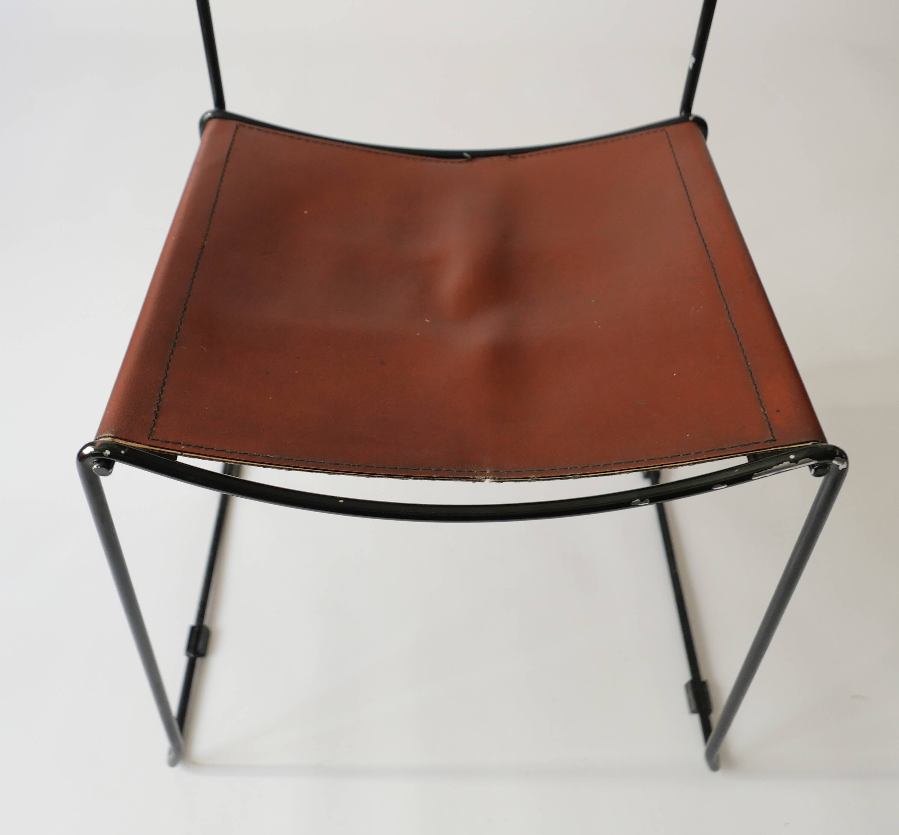 Stacking Chairs by Giandomenico Belotti for Alias, 1980s in leather