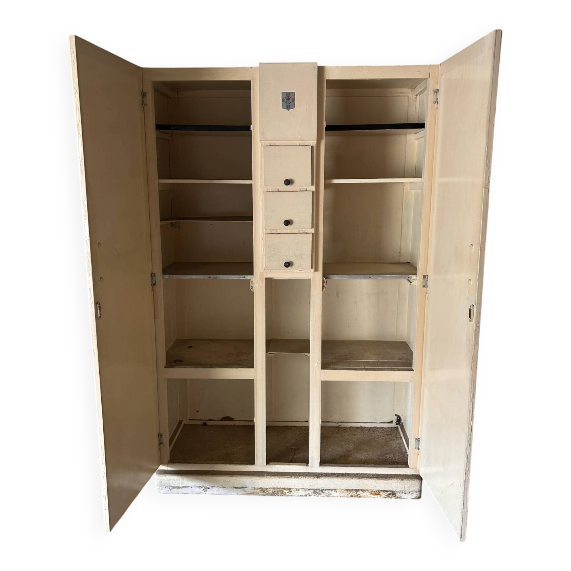 Vintage compartmentalised wardrobe