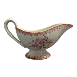 Saucière faience pink decoration brand V in hollow XIXth