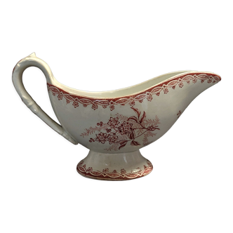 Saucière faience pink decoration brand V in hollow XIXth