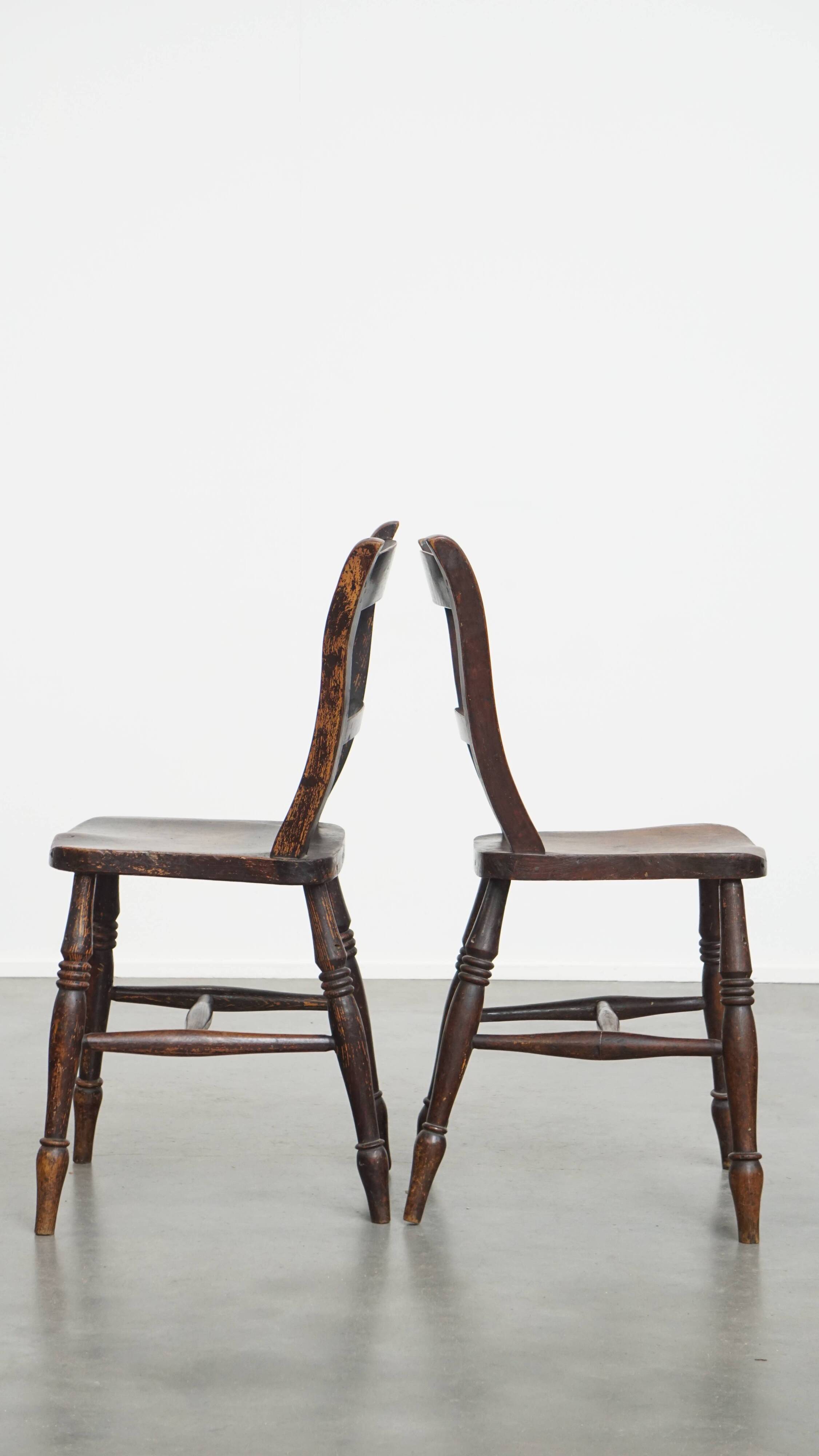 Set of 2 Antique English Oxford Dining/Kitchen Chairs