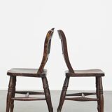 Set of 2 Antique English Oxford Dining/Kitchen Chairs