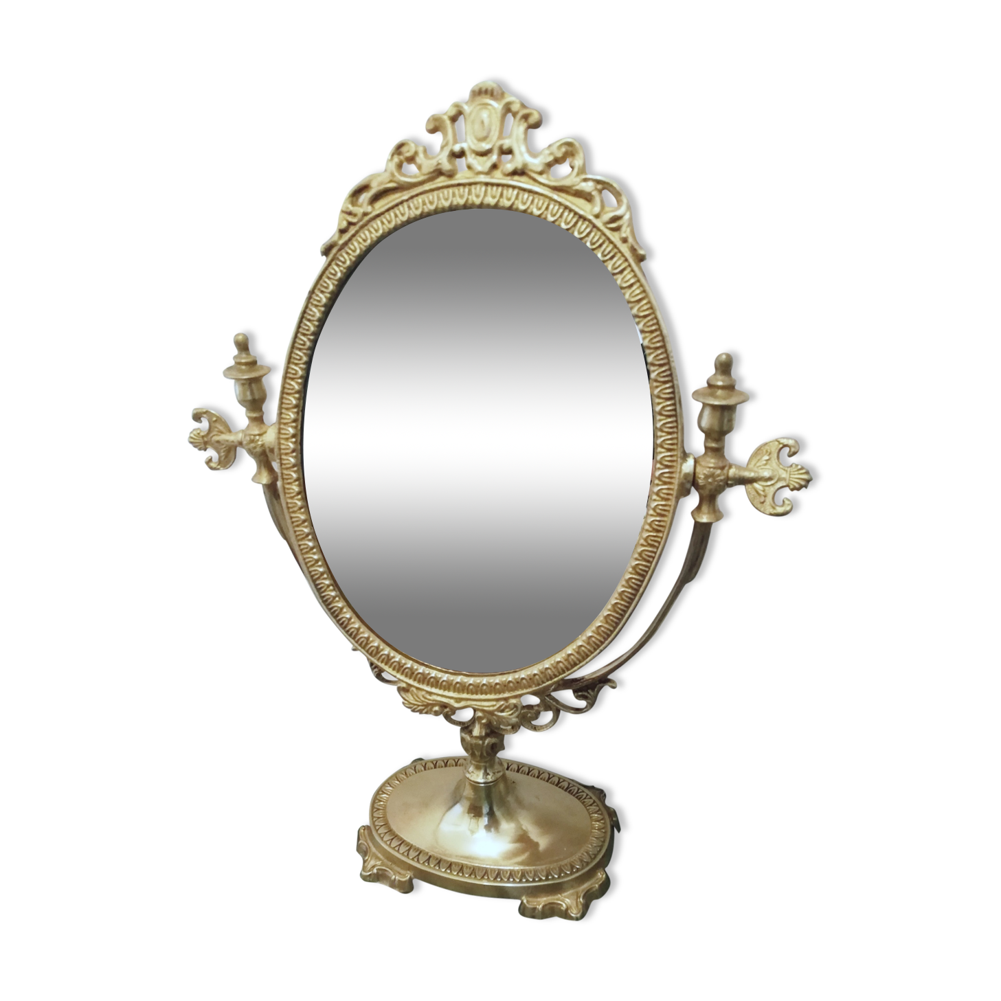Miroir psychée à poser en bronze et laiton dorés 36 x 26cm