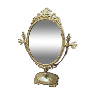 Miroir psychée à poser en bronze et laiton dorés 36 x 26cm