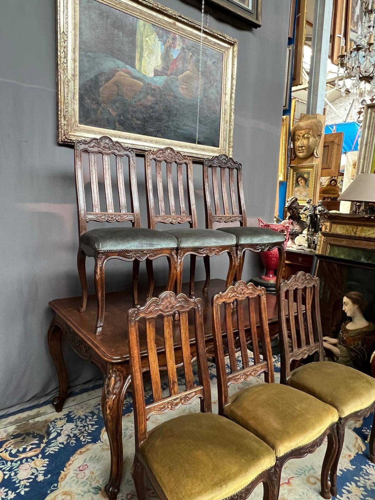 Set of 6 Regency chairs. Solid oak.