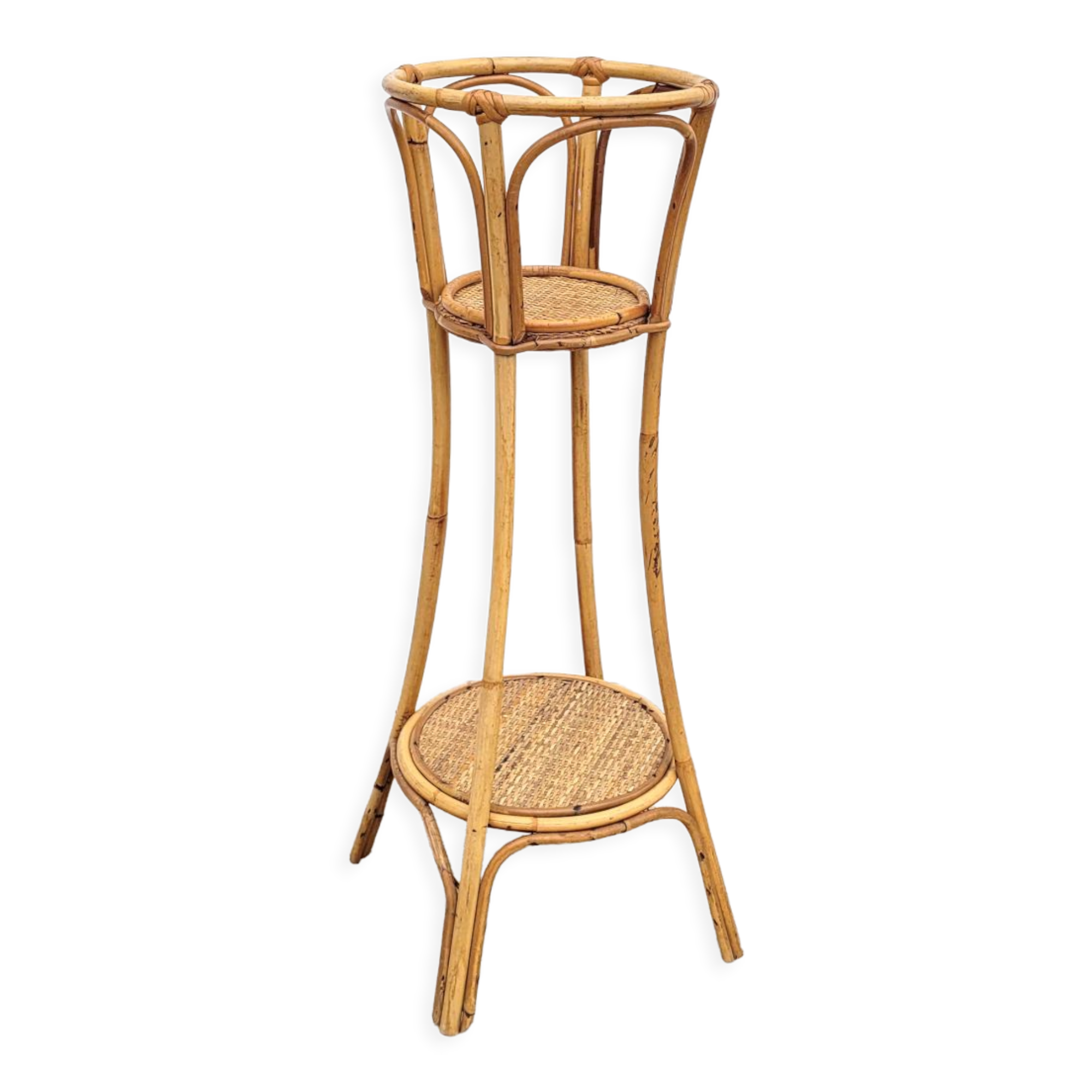 Vintage rattan plant holder