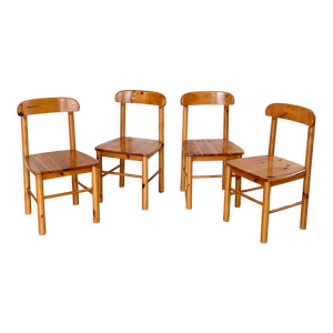 4 chaises en pin massif - 1970