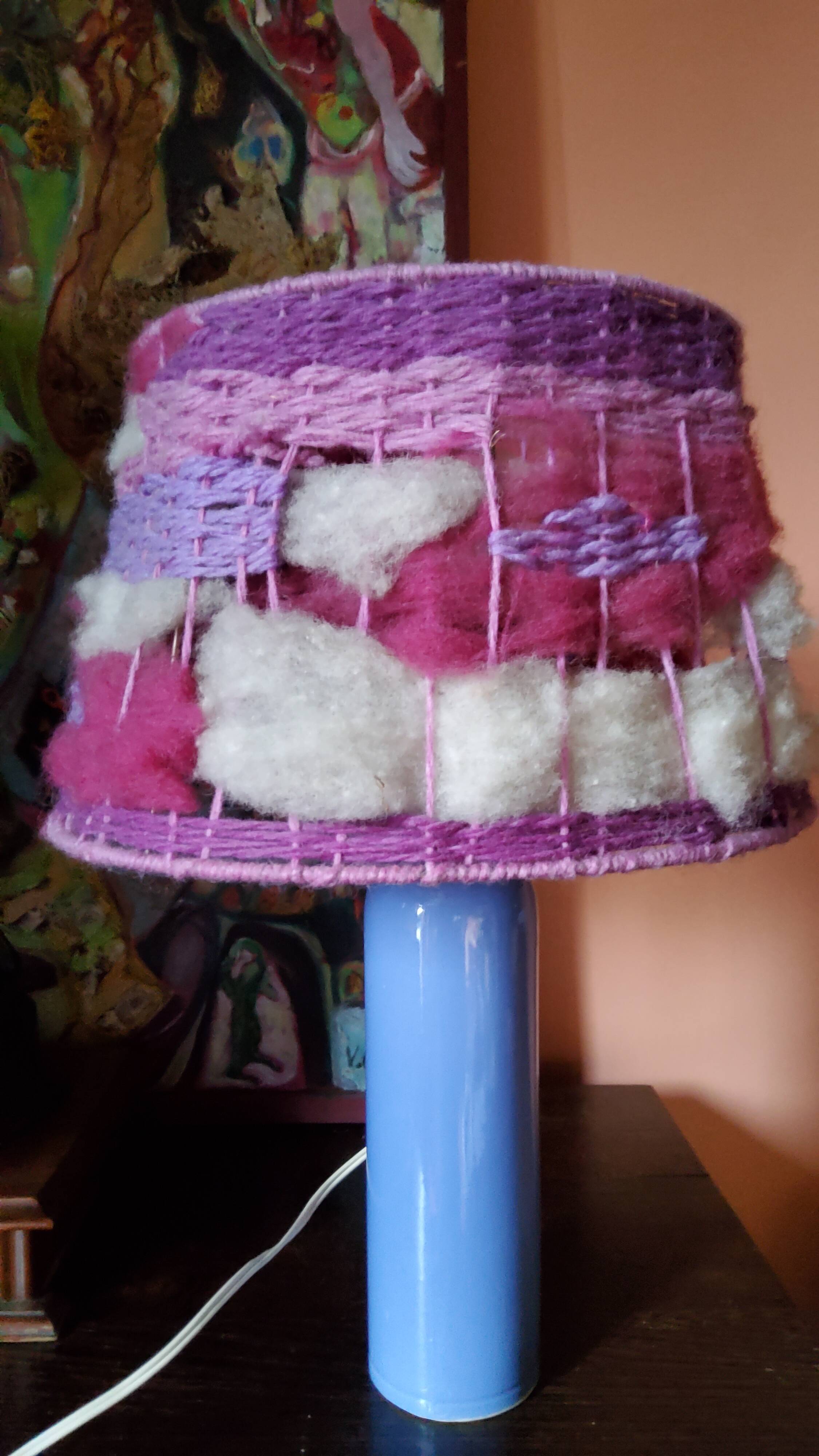 Digoin sandstone lamp from the 70s wool lampshade