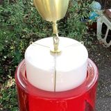 Red and white glass chandelier