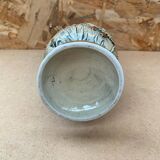 Antique teapot shaped pitcher ceramic brown beige vintage ducks decor