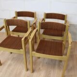 VINTAGE SCANDINAVIAN CHAIRS FURNITURE FABRIC AND WOOD 1960 SWEDEN 