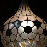 Colorful mother-of-pearl chandelier and brass