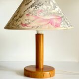LAMP in Solid Pine Floral Shade VINTAGE