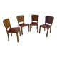 Set of 4 Art Deco dining chairs in walnut, Italy, 1930s-1940s.